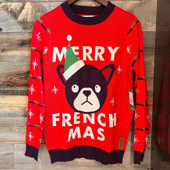 NWT 🆕 Fun Frenchie TIPSY ELVES Christmas/Holiday Sweater🎄 - Picture 2 of 9